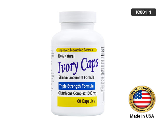 Ivory Caps Maximum Potency 1500mg Glutathione Skin Whitening Complex – Brightens and Evens Skin Tone, 60 Capsules